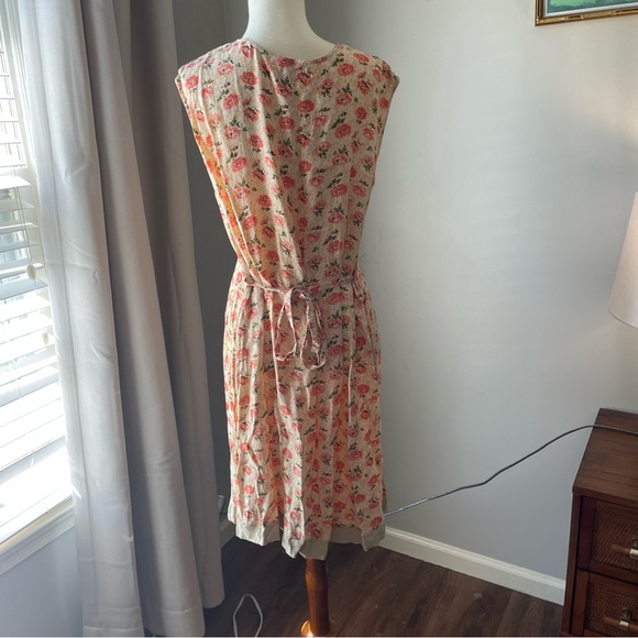 vintage April Cornell Tunic Dress 80s/90s XL/Plus Floral Boho TieBack Sleeveless - Picture 6 of 13